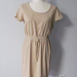 32 Degrees Twill Mini Dress Short Sleeve Moonlight Beige Size XS NWT